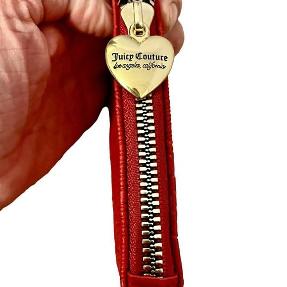 Juicy Couture Red Keychain Wristlet with Gold Heart Logo - Small - Picture 3 of 8